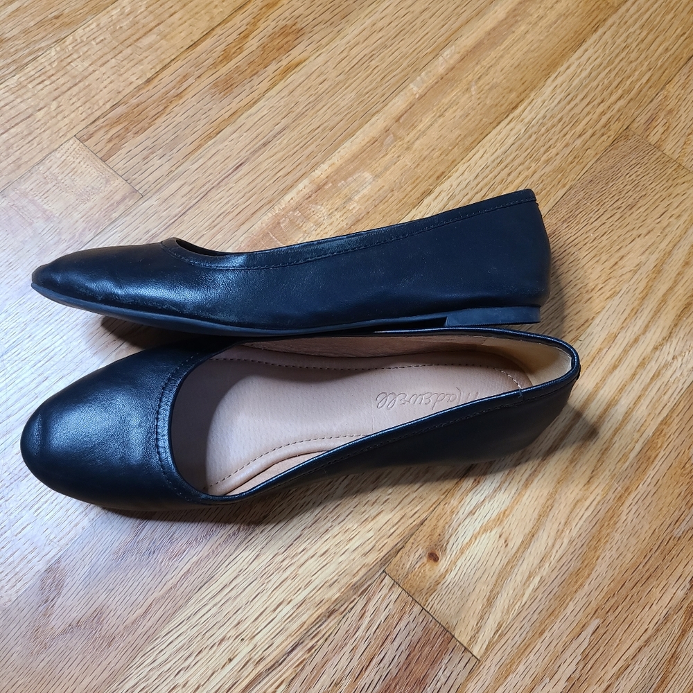 Madewell Size 6.5 Black Leather Reid Ballet Flat - Picture 5 of 8